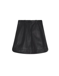 Jupe coupe arrondie en cuir - Black