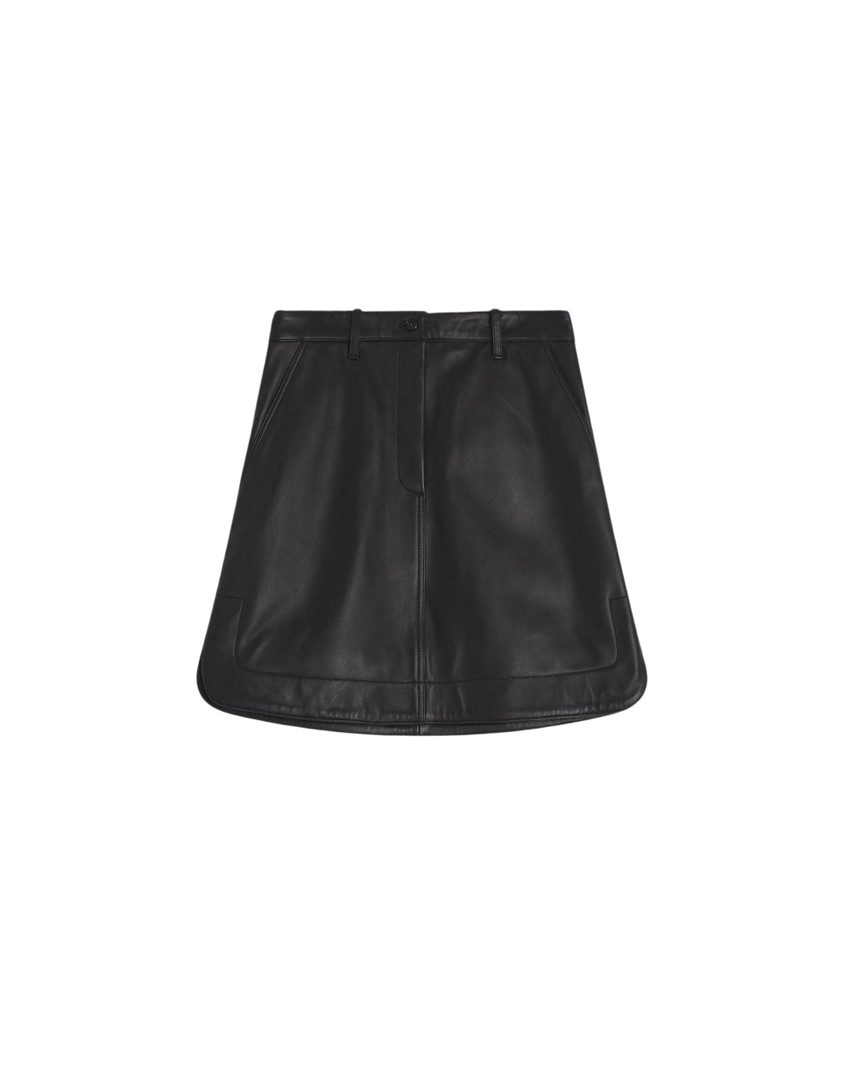 Jupe coupe arrondie en cuir - Black