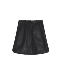 Round cut skirt in leather - Black