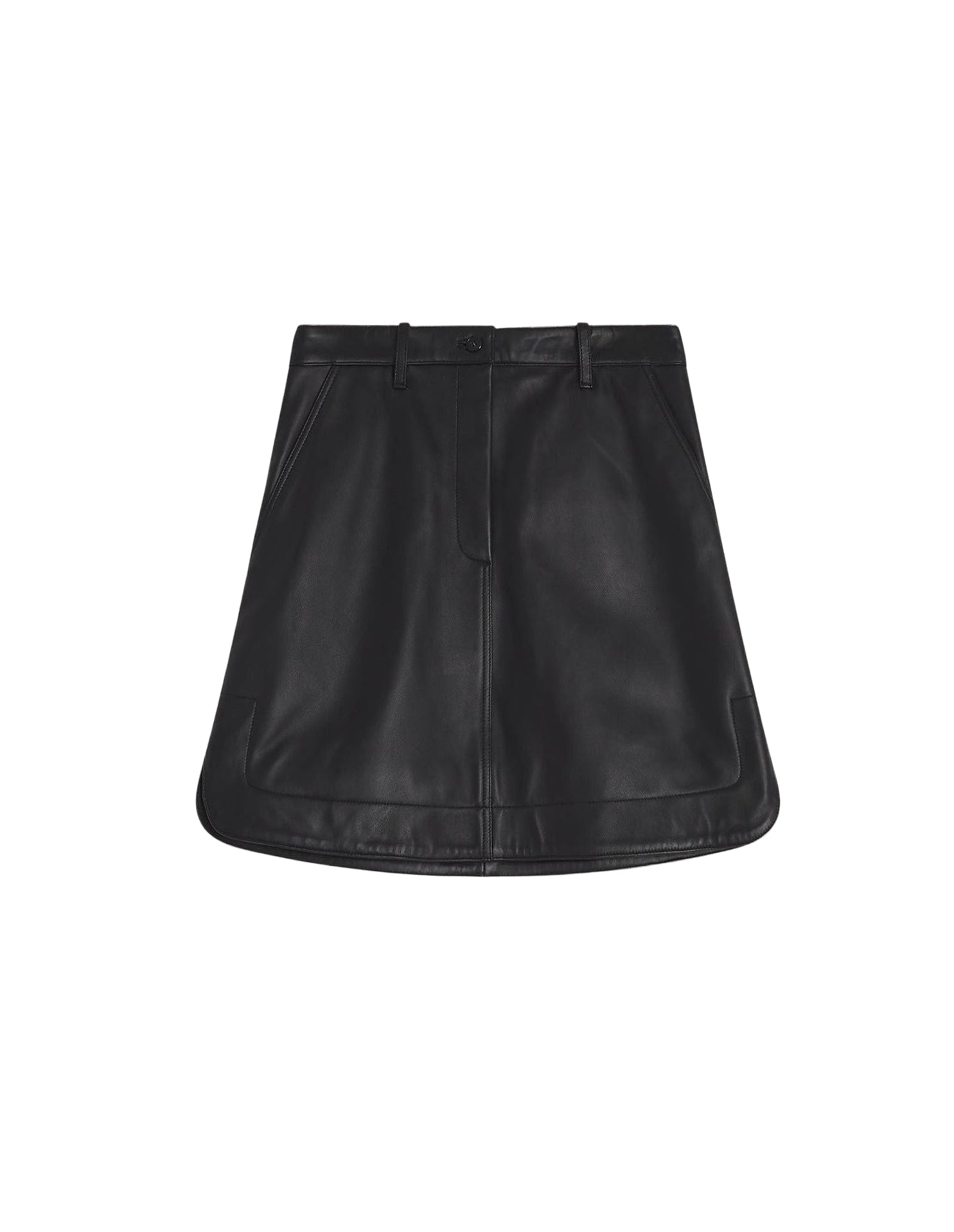 Round cut skirt in leather - Black