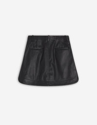 Round cut skirt in leather - Black