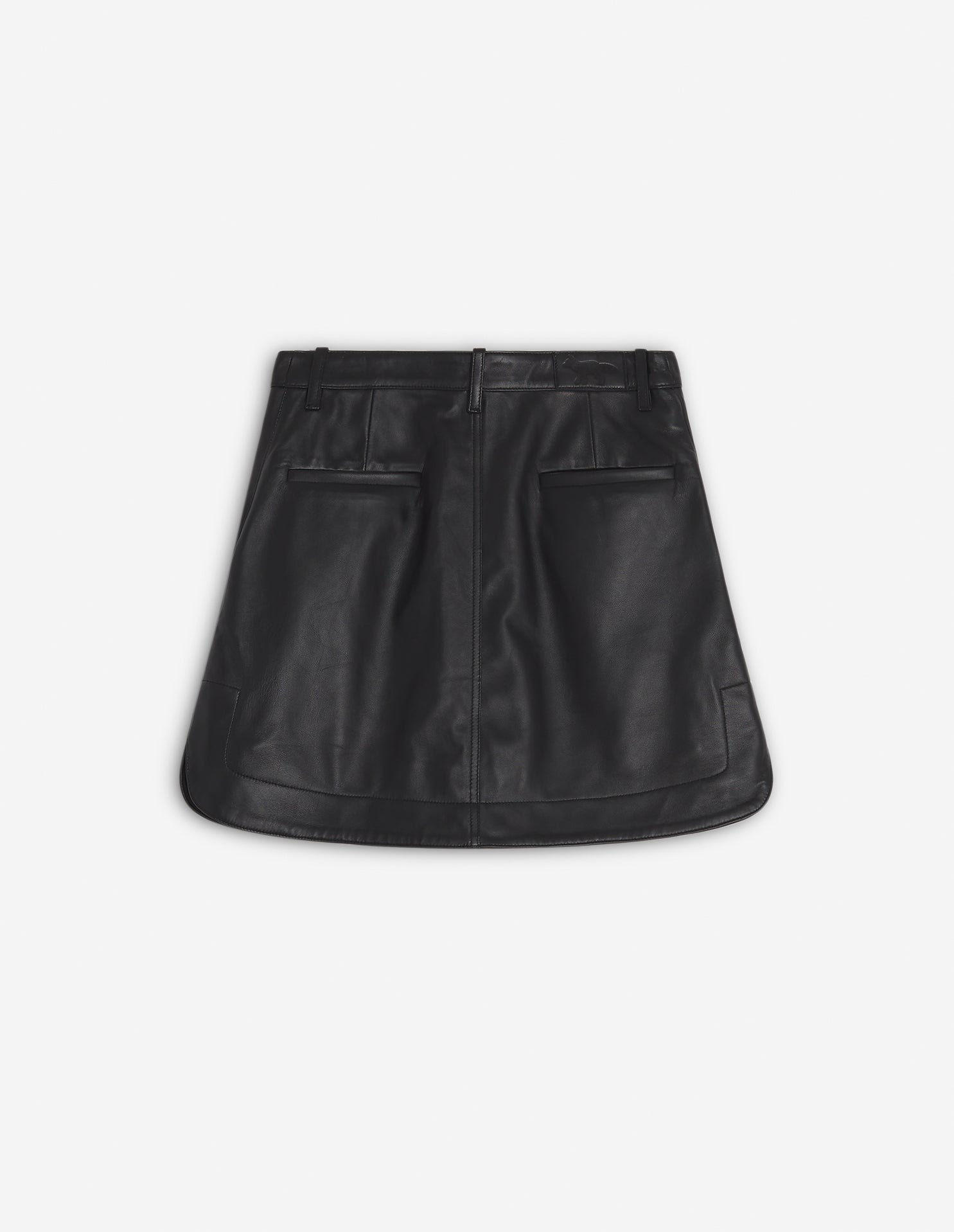 Round cut skirt in leather - Black
