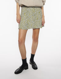 Jupe courte évasée imprimée avec broderie - Mimosa Print