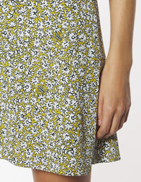 Jupe courte évasée imprimée avec broderie - Mimosa Print