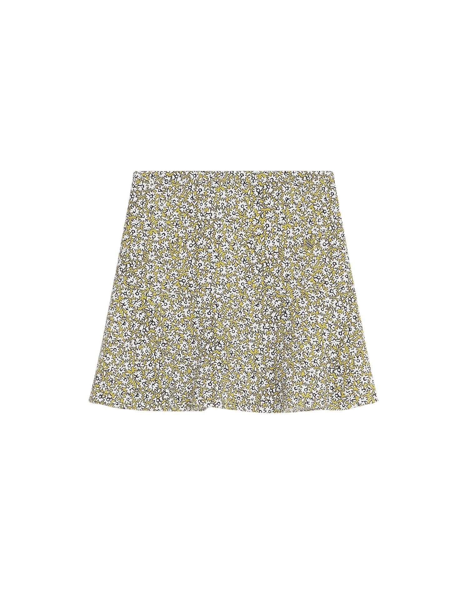 Jupe courte évasée imprimée avec broderie - Mimosa Print