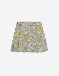 Jupe courte évasée imprimée avec broderie - Mimosa Print
