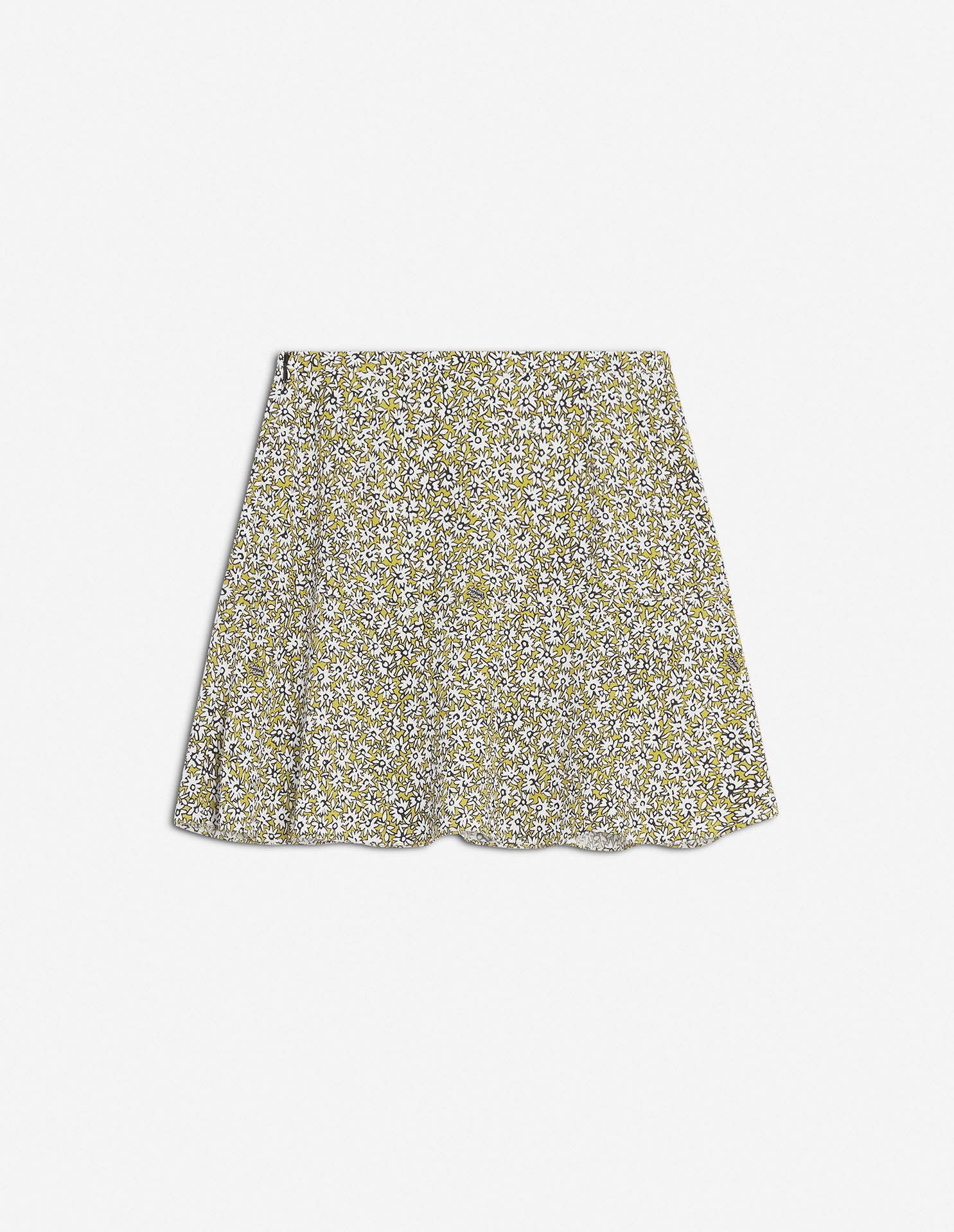 Jupe courte évasée imprimée avec broderie - Mimosa Print