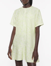 Mini robe manches courtes à godets - Lime Print
