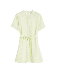 Short-sleeved tasseled mini dress - Lime Print