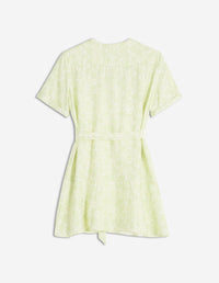 Short-sleeved tasseled mini dress - Lime Print