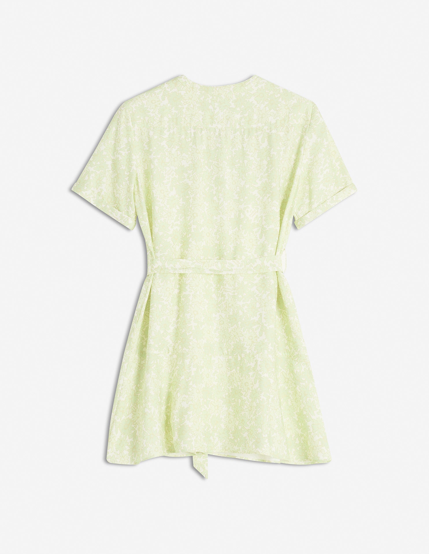 Short-sleeved tasseled mini dress - Lime Print