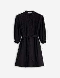 Crafted Embroidery Maxi Sleeve Dress - Black