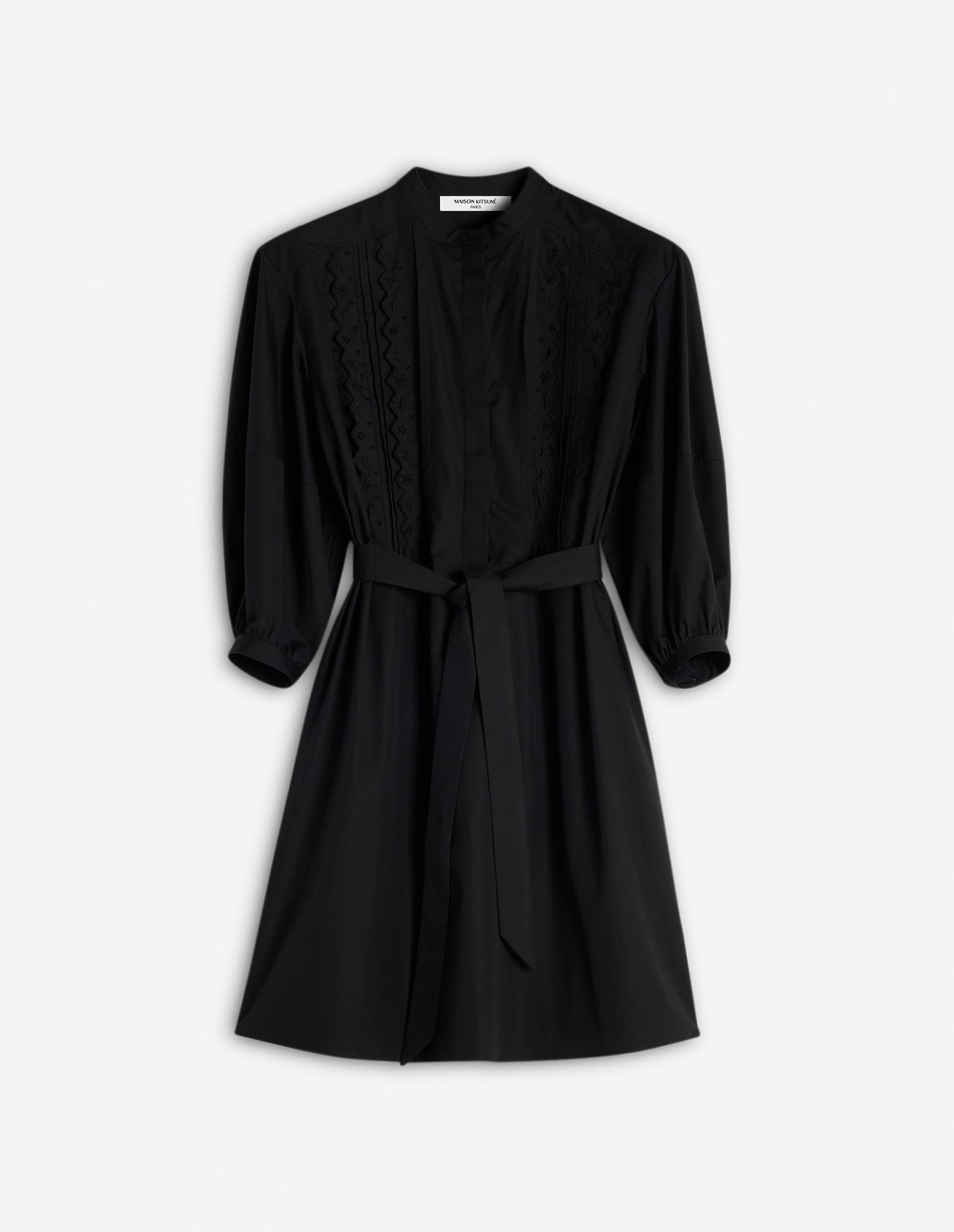 Crafted Embroidery Maxi Sleeve Dress - Black