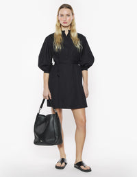 Crafted Embroidery Maxi Sleeve Dress - Black