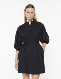 Crafted Embroidery Maxi Sleeve Dress - Black