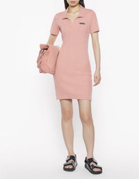 Ribbed polo dress - Porcelaine Pink