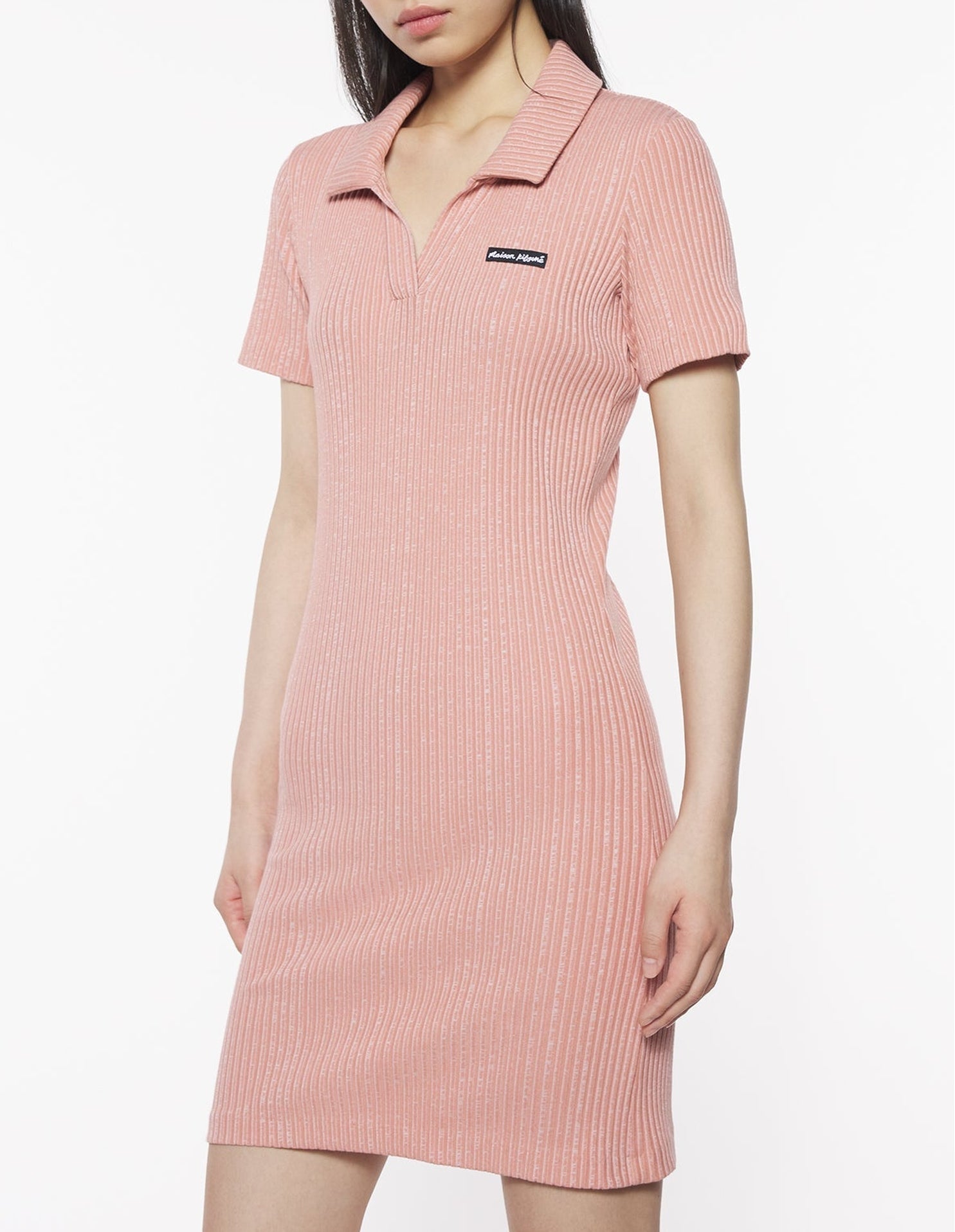 Ribbed polo dress - Porcelaine Pink