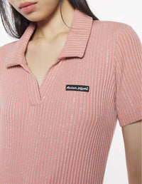 Ribbed polo dress - Porcelaine Pink