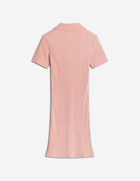 Ribbed polo dress - Porcelaine Pink