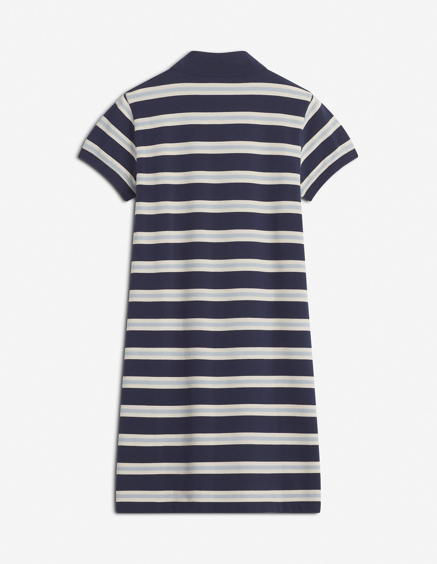 Striped polo dress with embroidered badge - Ink Blue & Hortensia