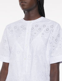 Robe courte à godets et broderies anglaises - White