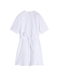 Short gored dress with broderie anglaise - White