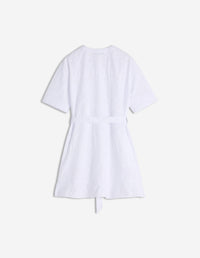 Robe courte à godets et broderies anglaises - White