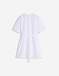 Robe courte à godets et broderies anglaises - White