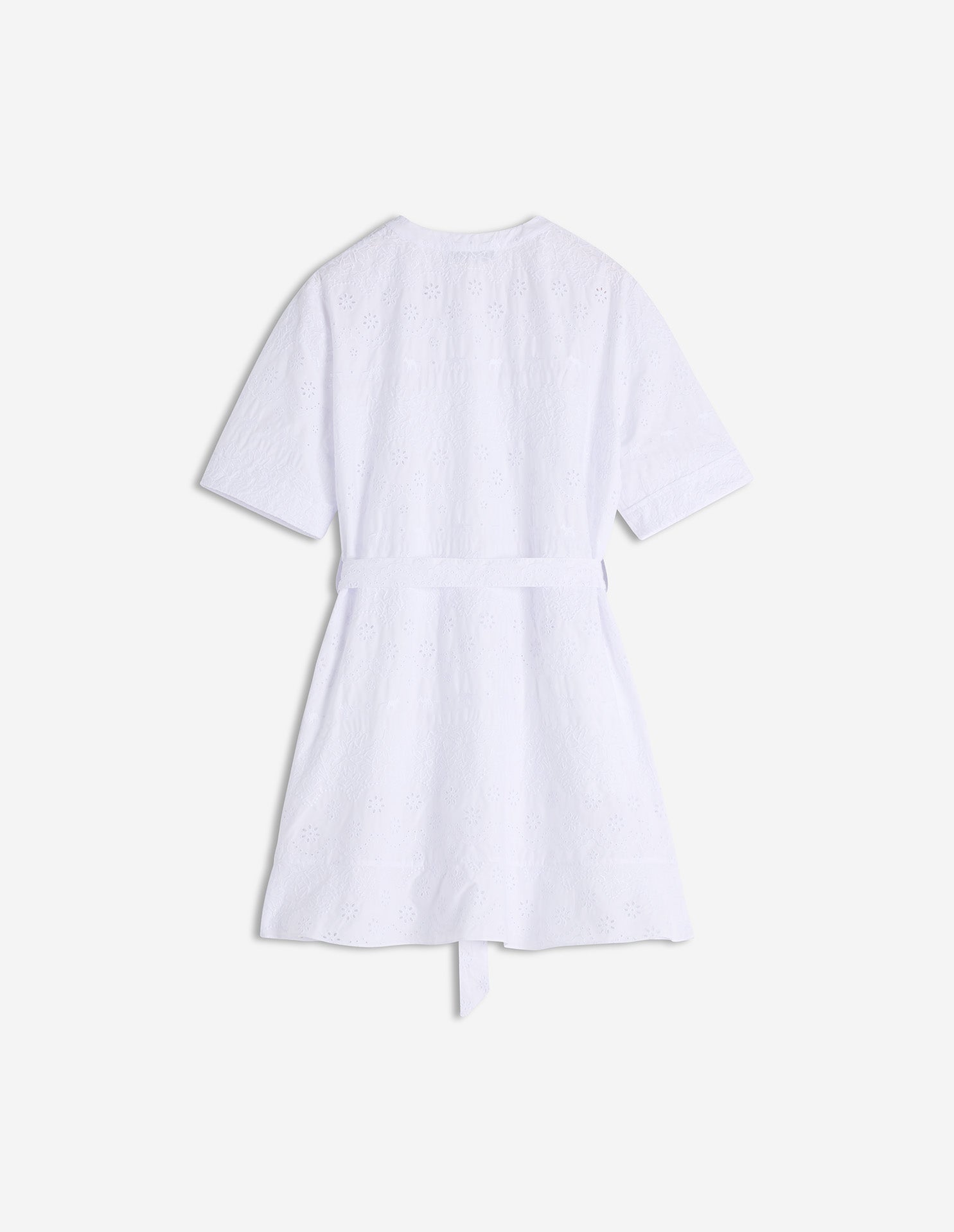 Short gored dress with broderie anglaise - White