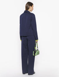 Blazer coupe ajustée seersucker rayé - Navy