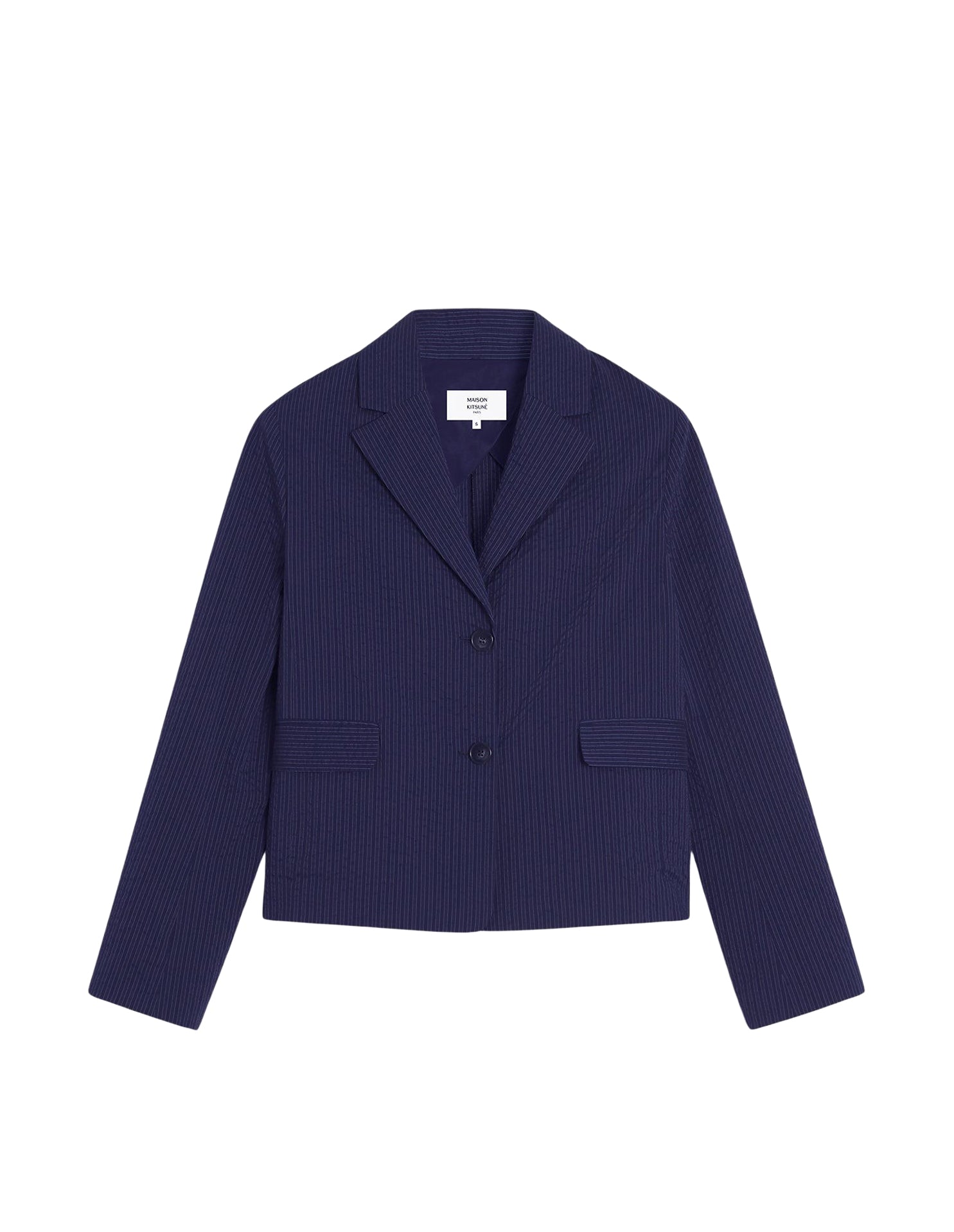 Blazer coupe ajustée seersucker rayé - Navy