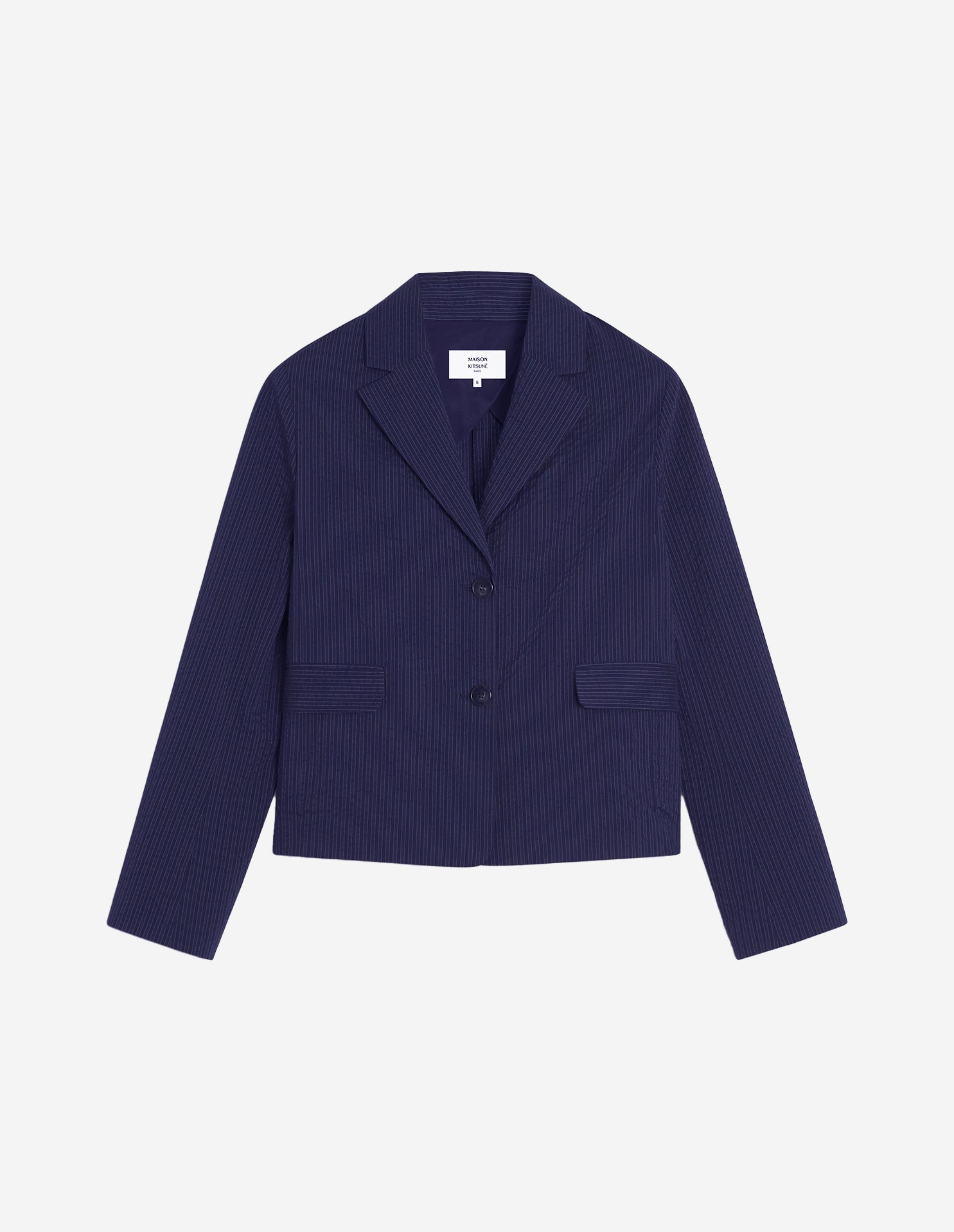 Blazer coupe ajustée seersucker rayé - Navy
