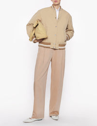 Teddy jacket with embroidered patch - Tannin