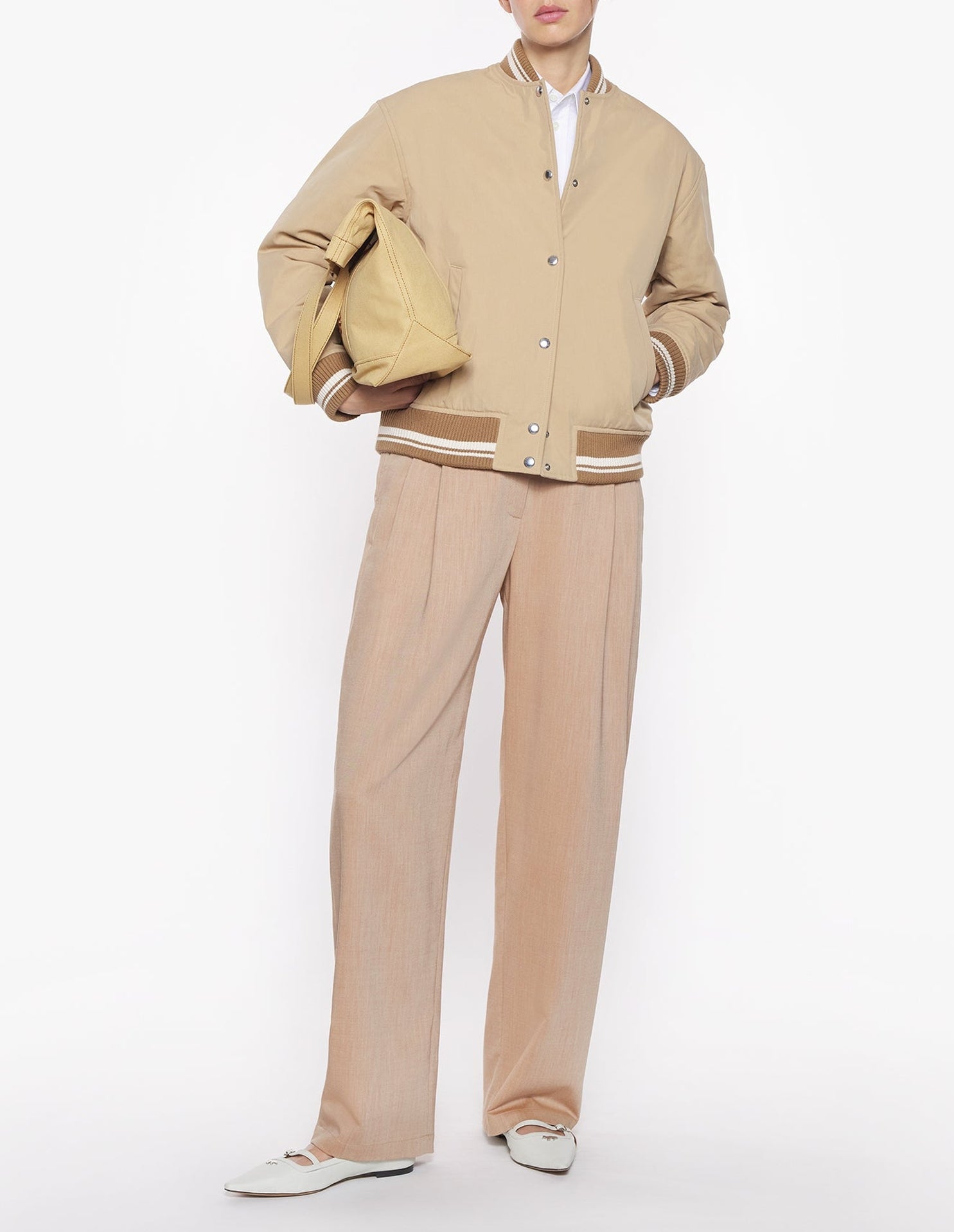 Teddy jacket with embroidered patch - Tannin