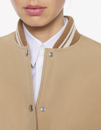 Teddy jacket with embroidered patch - Tannin