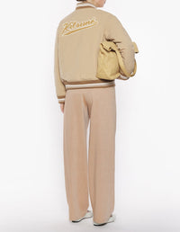 Teddy jacket with embroidered patch - Tannin