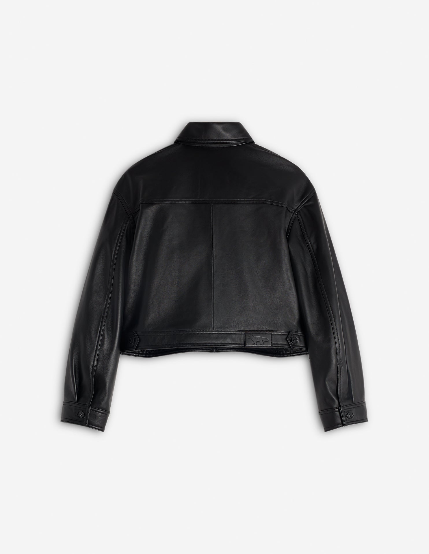 Short zipped leather jacket - Black