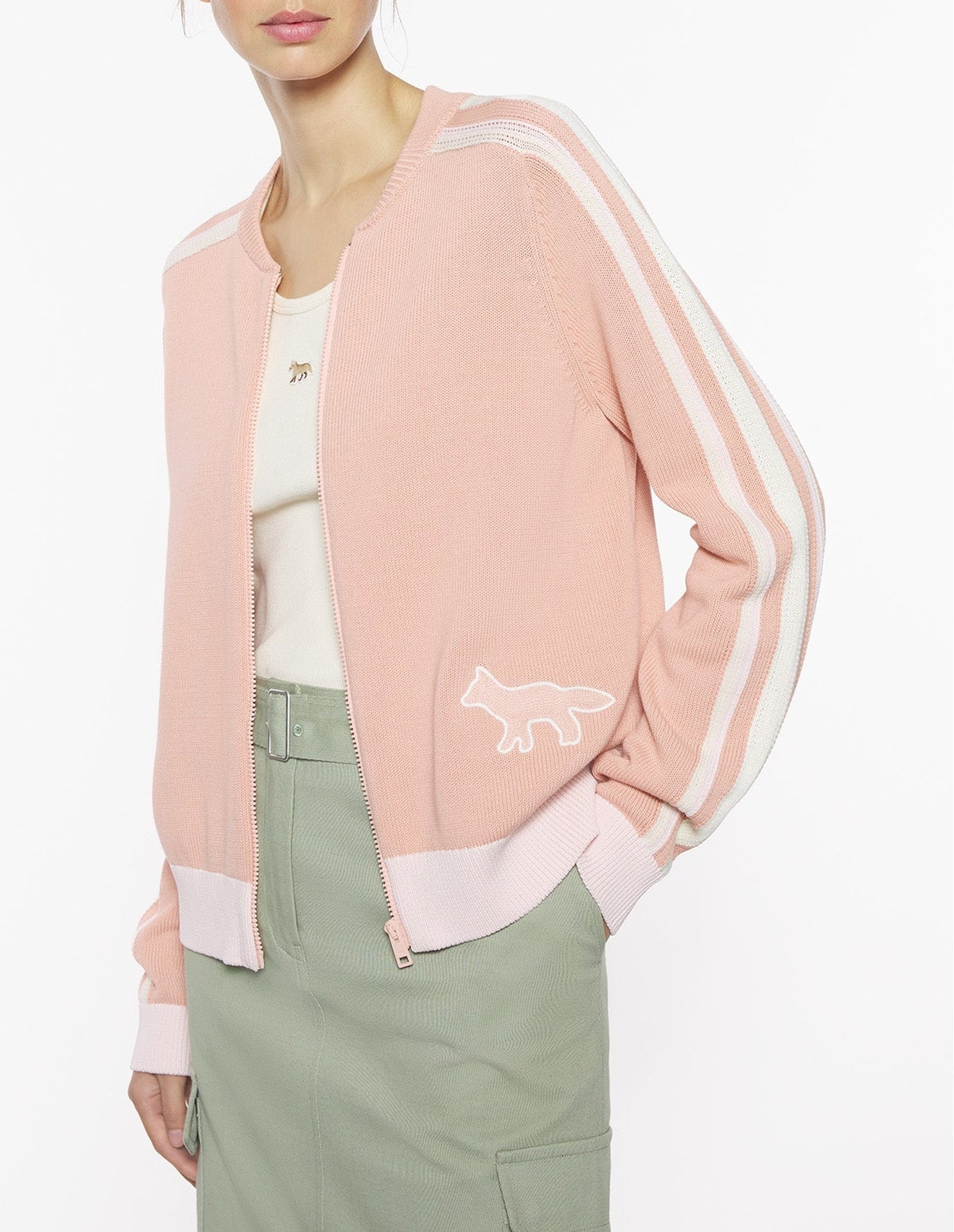 Long-sleeved zip-up jacket - Peach Fruit