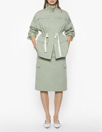 Safari short parka with drawstring - Court Green
