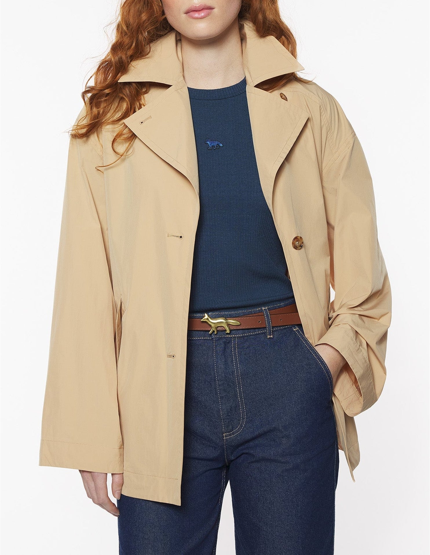 Short trench coat in technical fabric - Chamois