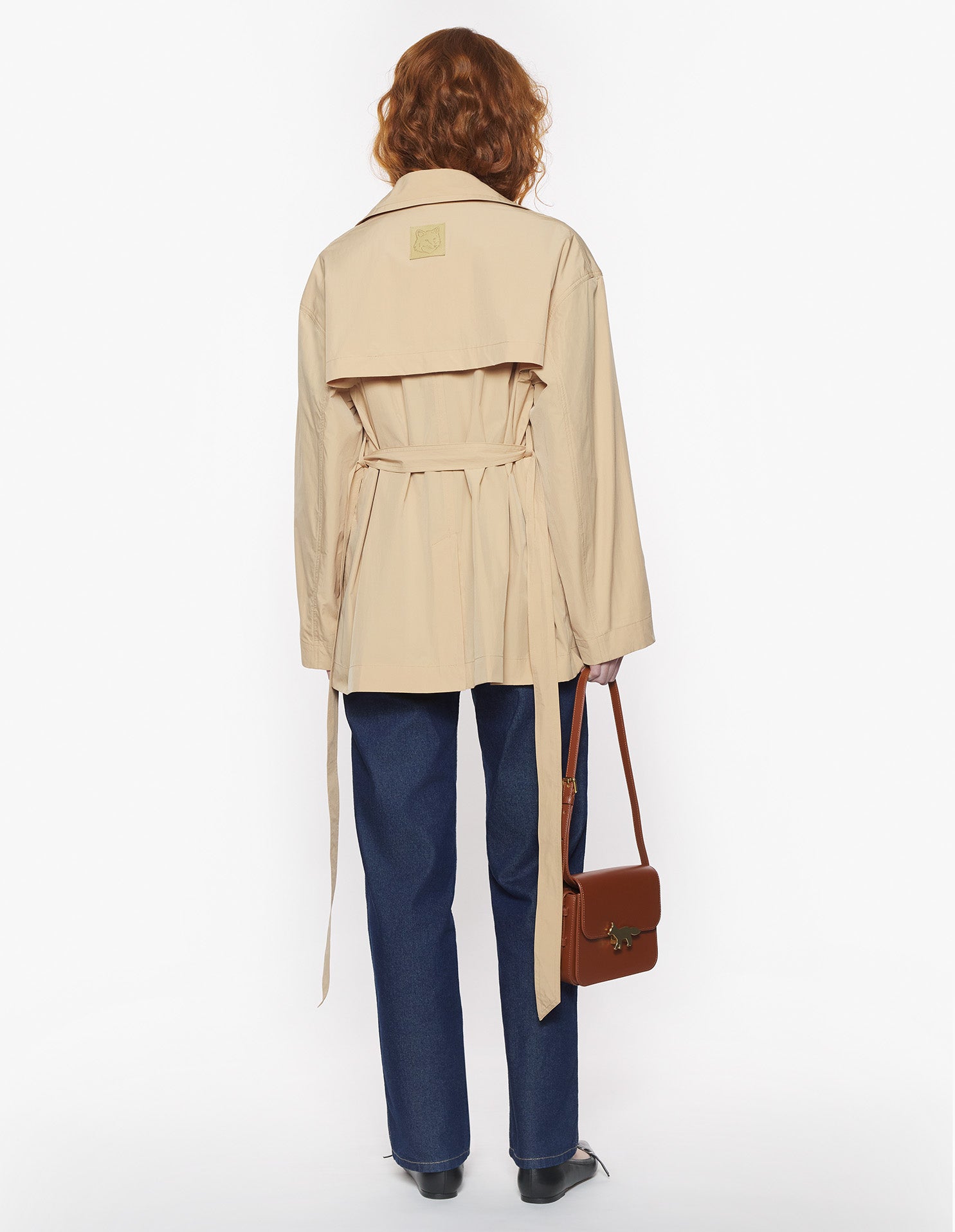 Short trench coat in technical fabric - Chamois