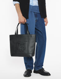 Sac cabas moyen en cuir Fox head - Black