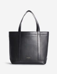 Fox head medium leather tote bag - Black