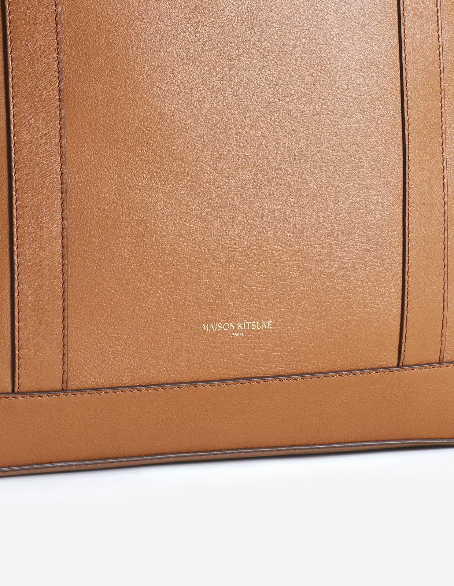 Fox head medium leather tote bag - Brown