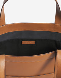 Fox head medium leather tote bag - Brown