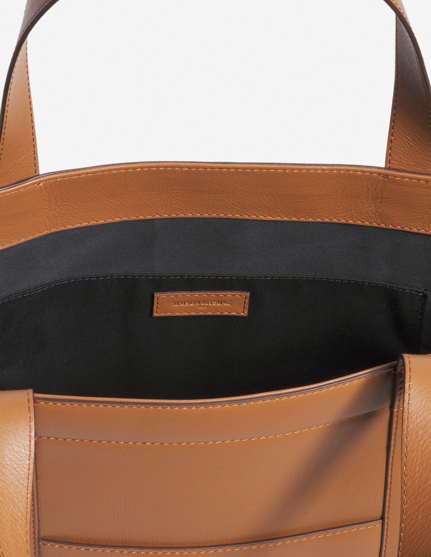 Fox head medium leather tote bag - Brown