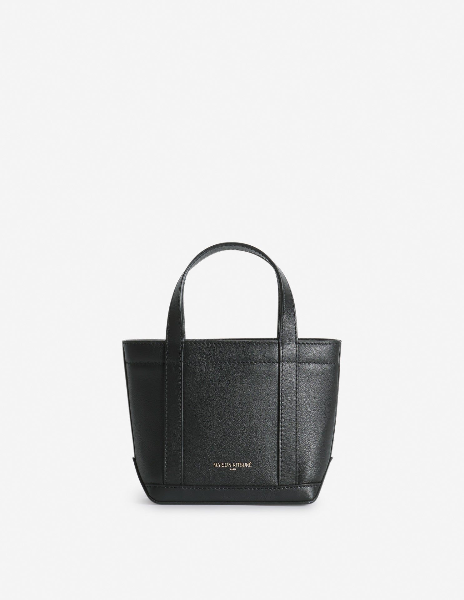 Fox head mini leather tote bag - Black