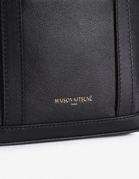 Fox head mini leather tote bag - Black