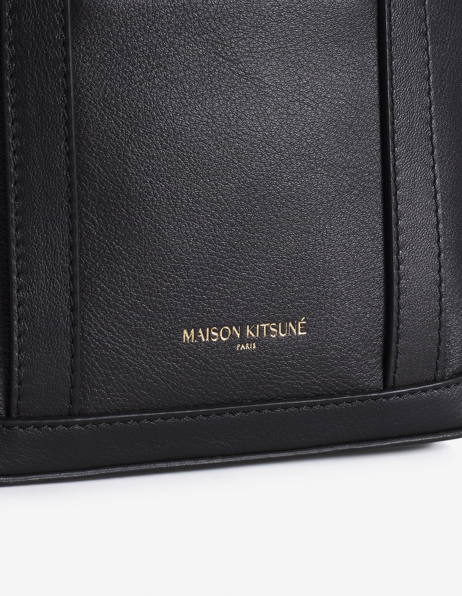 Fox head mini leather tote bag - Black