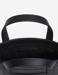 Fox head mini leather tote bag - Black